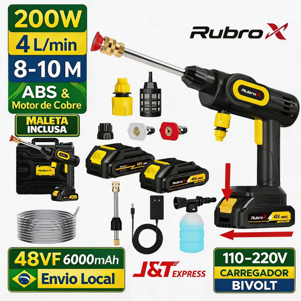 Rubor X High Pressure Washer Wireless 50Bar 200W Portable Water Gun 4L/min Washing Machine for Garden Car